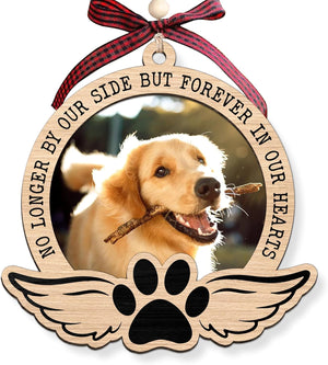 Dog Photo Frame Memorial Christmas Ornaments 2025 - Forever in Our Hearts, Remembrance, in Memory Gifts Loss of Dog, Cat - Pet Loss, Pet Sympathy Personalized Picture Ornaments for Christmas Tree