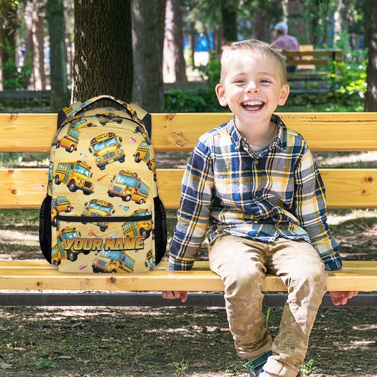 Kid Backpack Boys - Custom School Bus Backpacks with Name for Toddler - Custom Children Bookbag - Back to School Gifts - School Bag for Kindergarten/Preschool/Elementary(