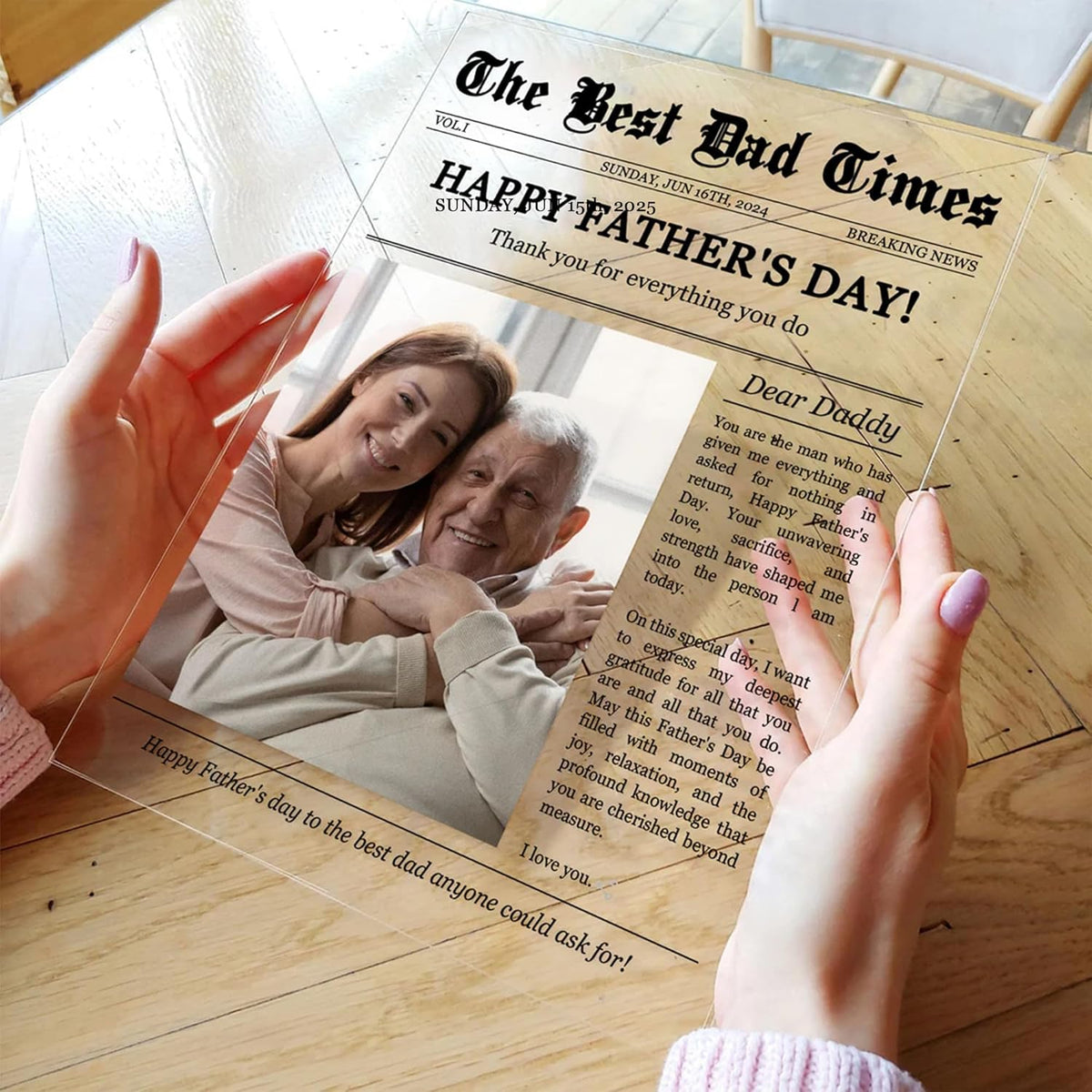 Customized Photo Acrylic Plaque -The Best Dad Times - Gift For Father's Day, Birthday, Loving Gift For Dad, Happy Father's Day Photo Acrylic Plaque