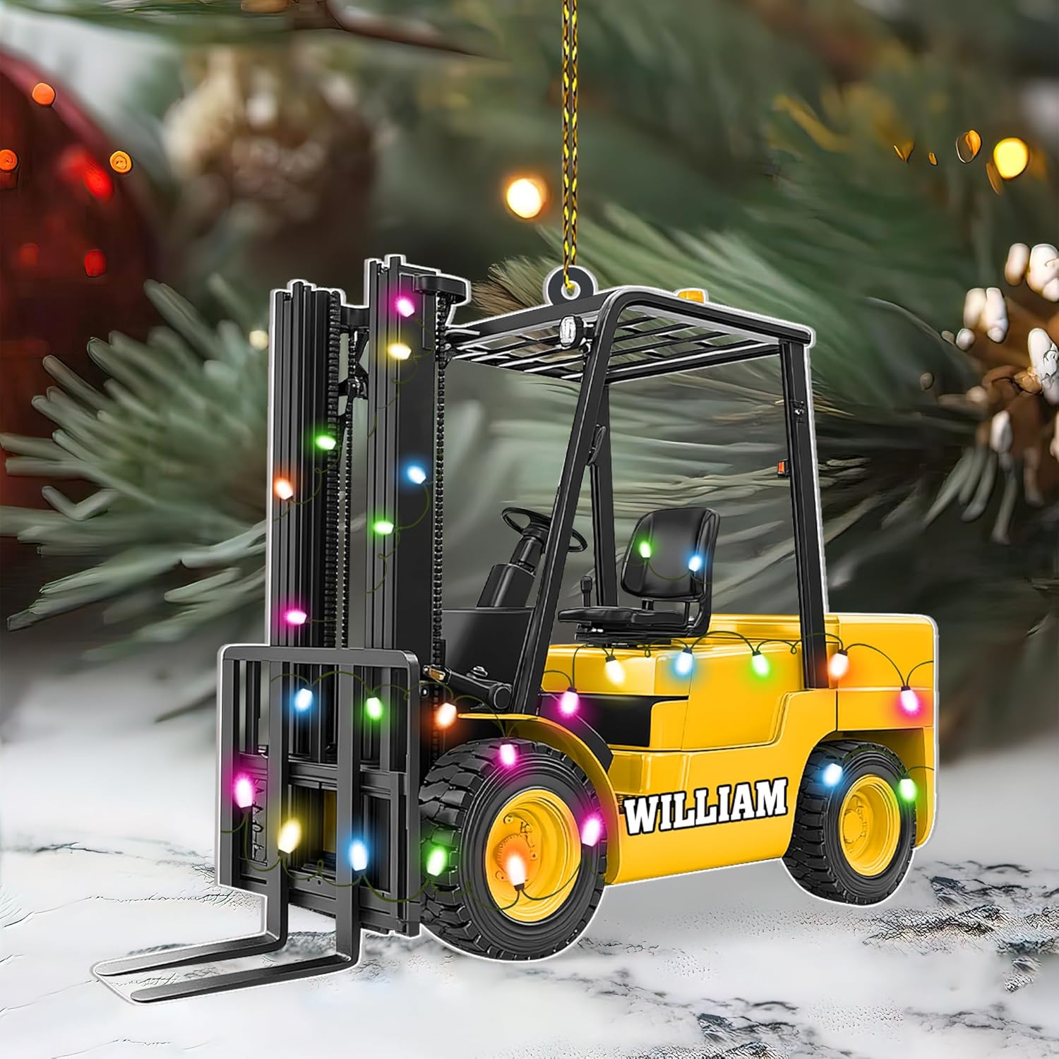 Personalized Forklift 2D Flat Christmas Ornament - Forklift Driver Gift for Men - Gift for Driver Lovers - Driver Appreciation Decorations - Farm Decoration - Custom Acrylic Ornament Decor