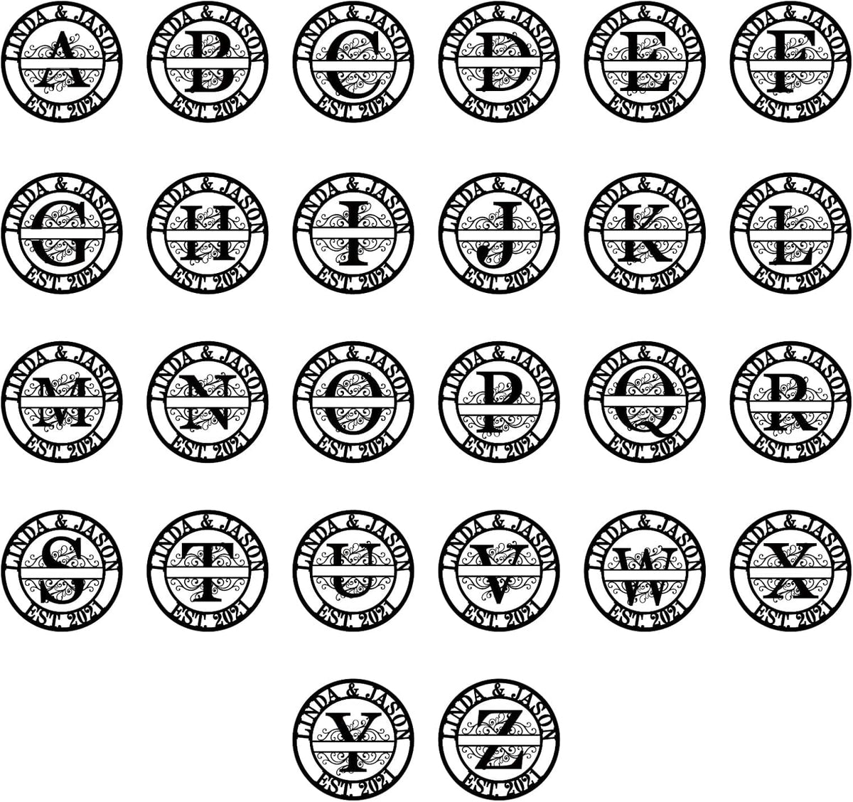 Personalized Family Name Sign Custom Last Name Metal Sign Personalized wedding gifts Monogram gifts Wall Decor Split Letter Name Metal anniversary wedding Signs