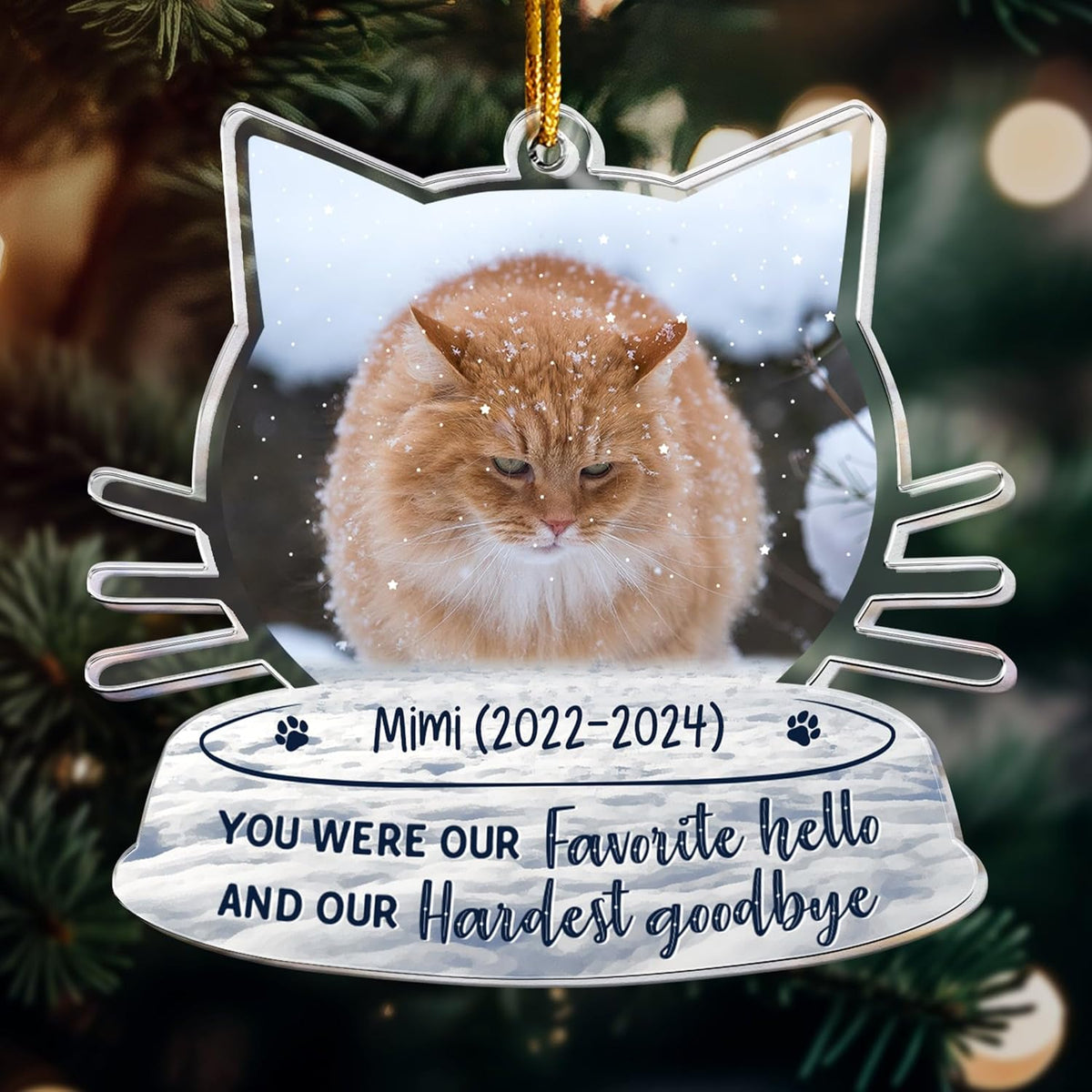 Acrylic Ornament, Forever in My Heart - Personalized Pet Memorial Photo Ornament, Custom Pet Memorial Keepsake, Perfect Christmas Memorial Gift for Pet Lovers, Dog Mom, Cat Mom (Loss of Cat)
