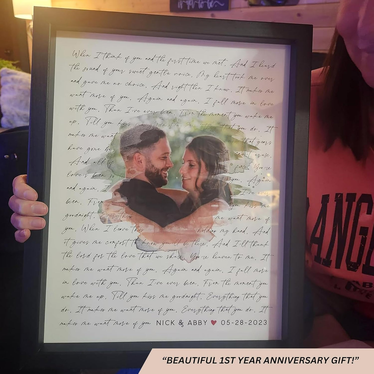 Personalized Song Lyrics Wall Art - Custom Wedding Photo Couples - Anniversary Wedding Gift for Him or Her - Wedding Song Lyrics - Valentines Gift for Wife or Husband - Canvas and Framed Options