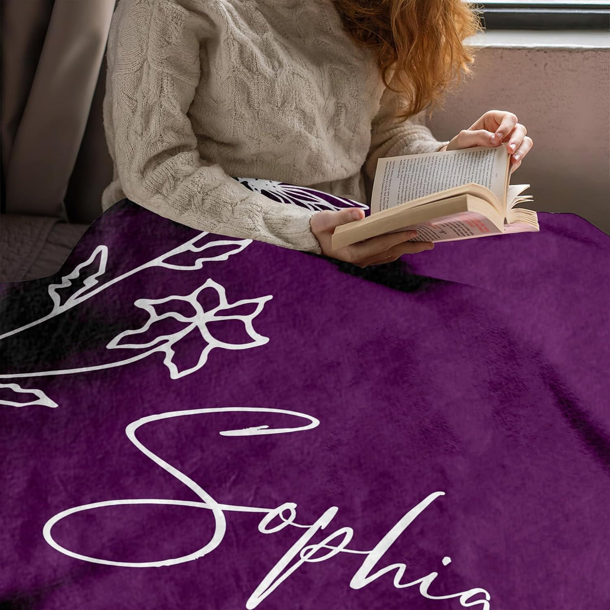 Mom Birthday Blanket Gift, Custom Blanket with Name and Birth Month Flowers, Personalized Blankets for Adults, Personalized Gifts for Women, Mom, Grandma