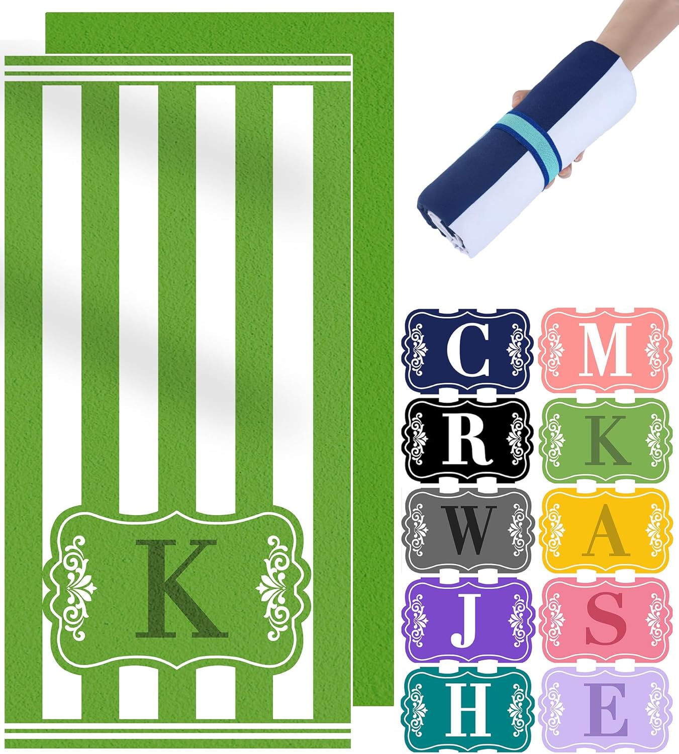 Monogrammed Beach Towels Pool Towels Women Birthday Gift Ideas Wife Personalized Custom Customized Godmother Female Teacher Boss Best Thank You Retirement Presents