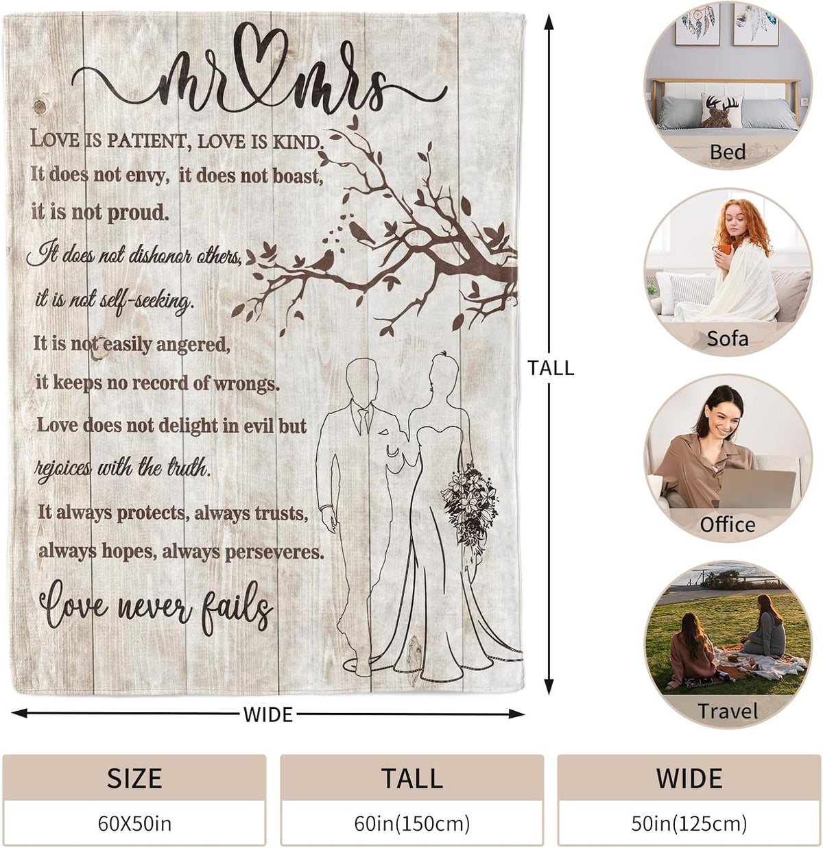 Wedding Gifts for Couples 2025 Soft Blanket, Bridal Shower Gifts for Bride to Be, Anniversary Mr and Mrs Gifts, Wedding Gifts for Newlyweds Just Married Gifts Wedding Throw Blanket