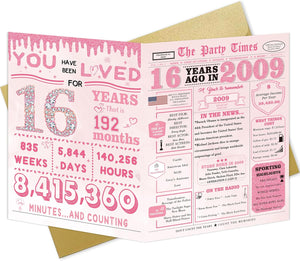 Happy 16th Birthday Card Jumbo 16th Birthday Decorations for Girls Sweet 16th Birthday Gifts for Daughter Niece Funny 16 Year Old Birthday Gift Ideas for Granddaughter