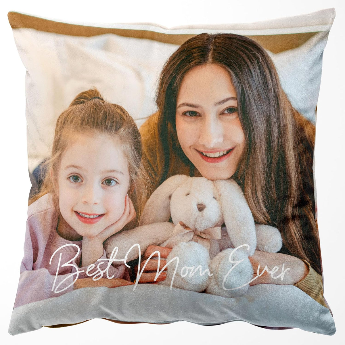 Custom Pillow with Picture & Text, Two-Sides Customized Photo Pillowcase, Personalized Pillow Cover with Photo, Custom Gifts for Mother's Day