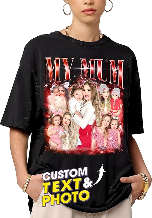 Custom Photo Vintage Style Shirt Custom T Shirts for Mom Mama Shirt with Photos Vintage Tee Custom Funny Shirt for Mom Shirt For Aunt