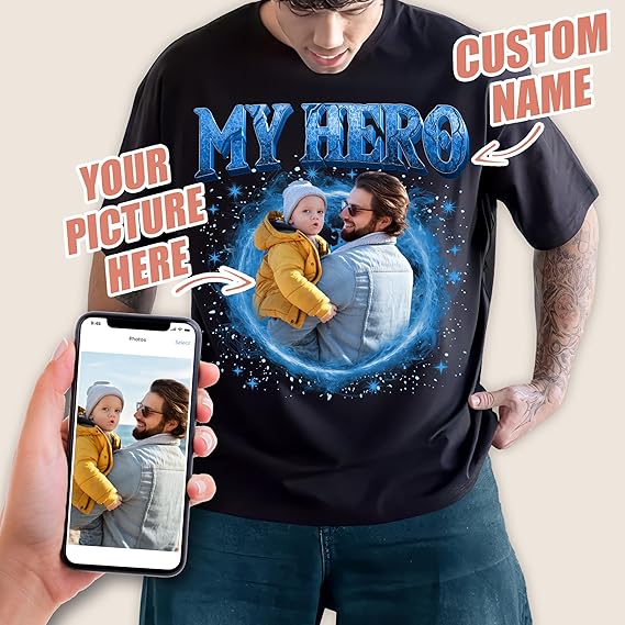 Custom Shirts for Men Personalized Gifts Customized Fathers Day Shirts Custom T Shirts Design Your Own Face Shirt