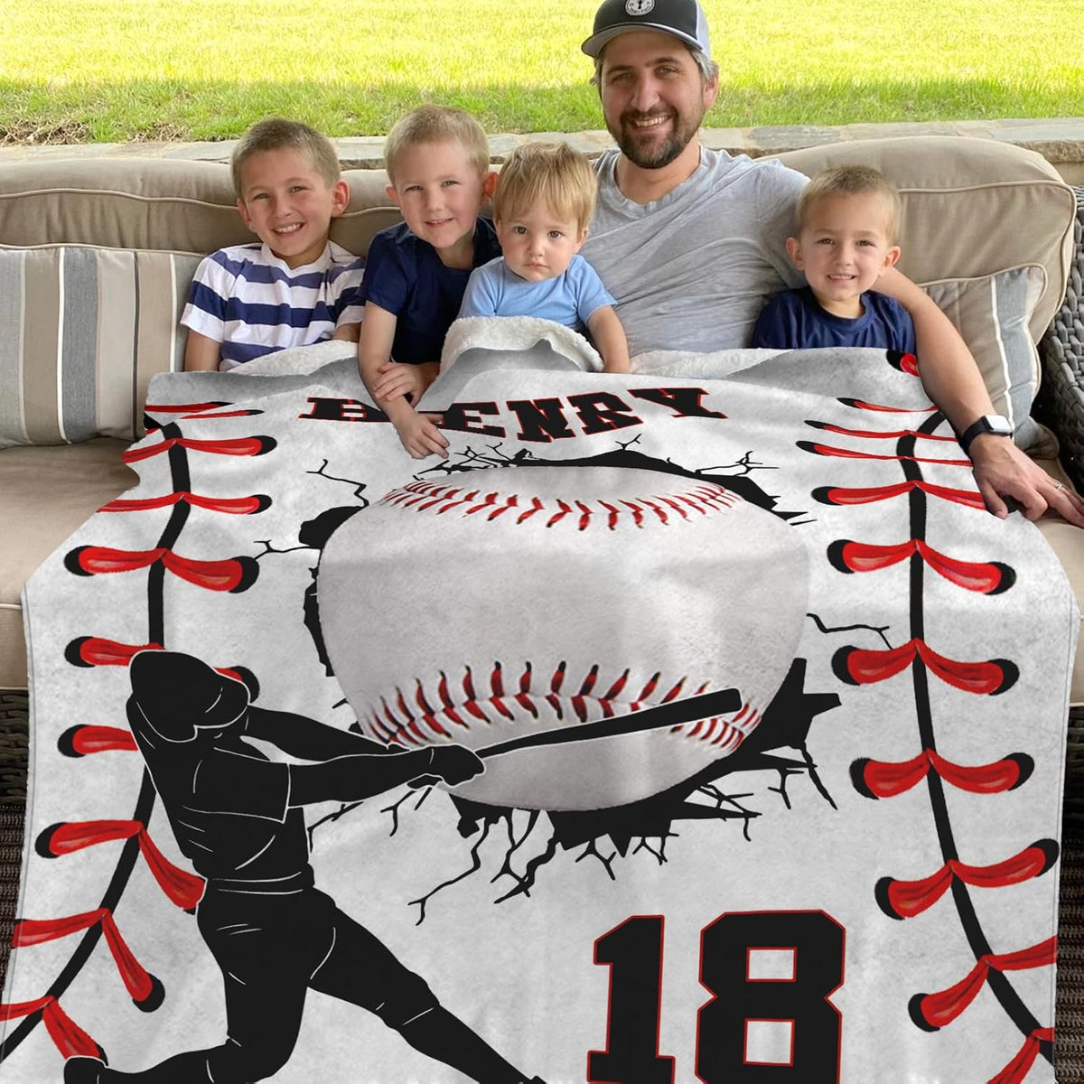 Personalized Baseball Blankets with Name Numbers, Custom Baseball Team Game Throw Flannel Blankets Stuff Gifts for Boys Sports Lover Fans Kids Adult