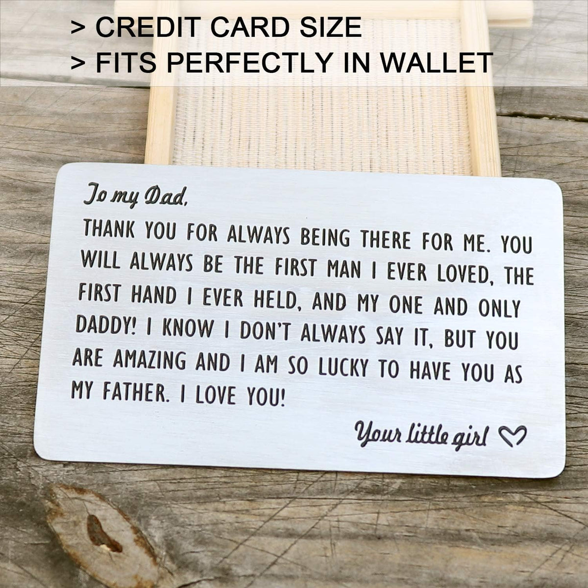 Dad Gifts from Daughter, Engraved Wallet Inserts for Father Papa, Fathers Day Birthday Wedding Thank You Gifts for Daddy from Daughter Kids