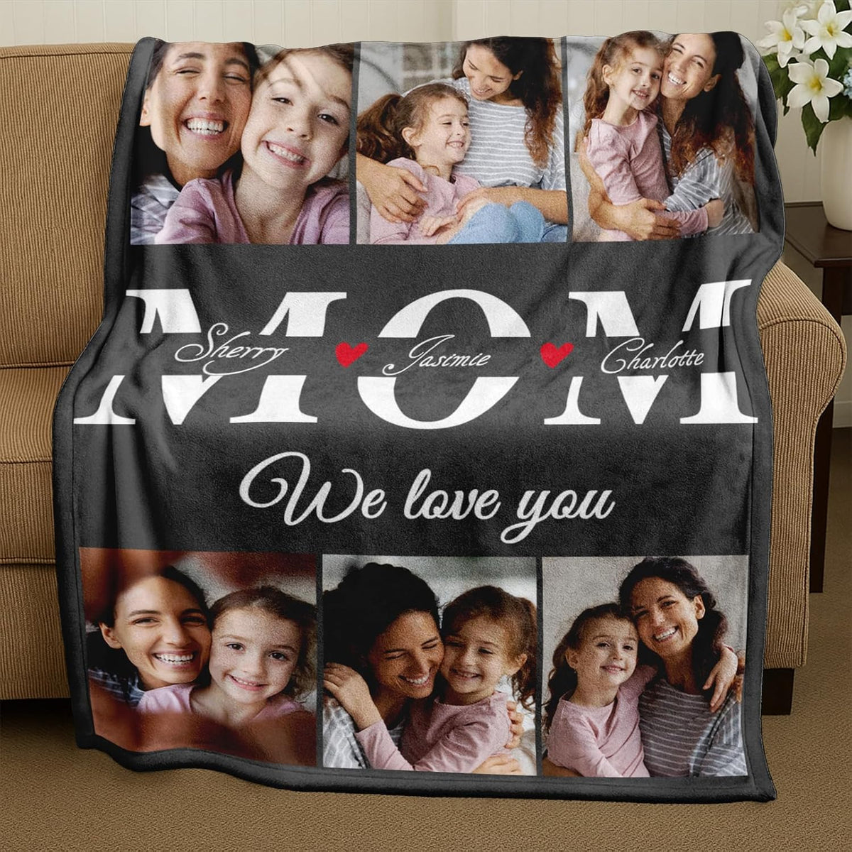 Gifts for Mothers Day - Custom Photo Blanket to Mom from Daughter Son Personalized Flannel Picture Blanket with Text Customized Mother's Day Christmas Birthday Gifts for Mom Wife Grandma Women