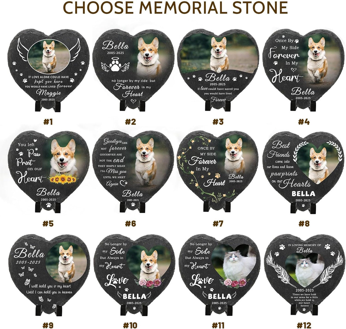 Dog Memorial Gifts for Loss of Dog Cat,Personalized Pet Memorial Stone with Photo Name,Custom Pet Remembrance Gifts,Cat Memorial Sympathy Gift,Dog Passing Away Gifts,Memorial Plaques for Dogs