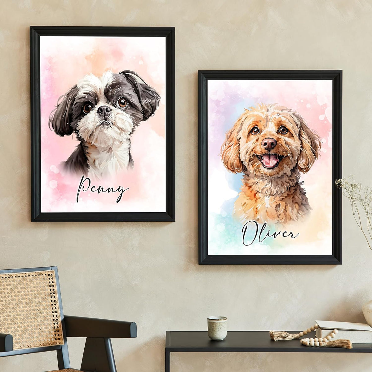 Custom Pet Portrait, Hand-Painted Portrait from Your Photo, Dog Memorial Gifts, Dog Wall Art Perfect for Birthdays, Anniversaries & Cherished Gifts