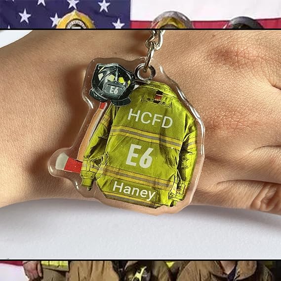 Custom Firefighter Gifts for Men Women Cool Gifts for Firefighter Personalized Firefighter Keychain with Name Number