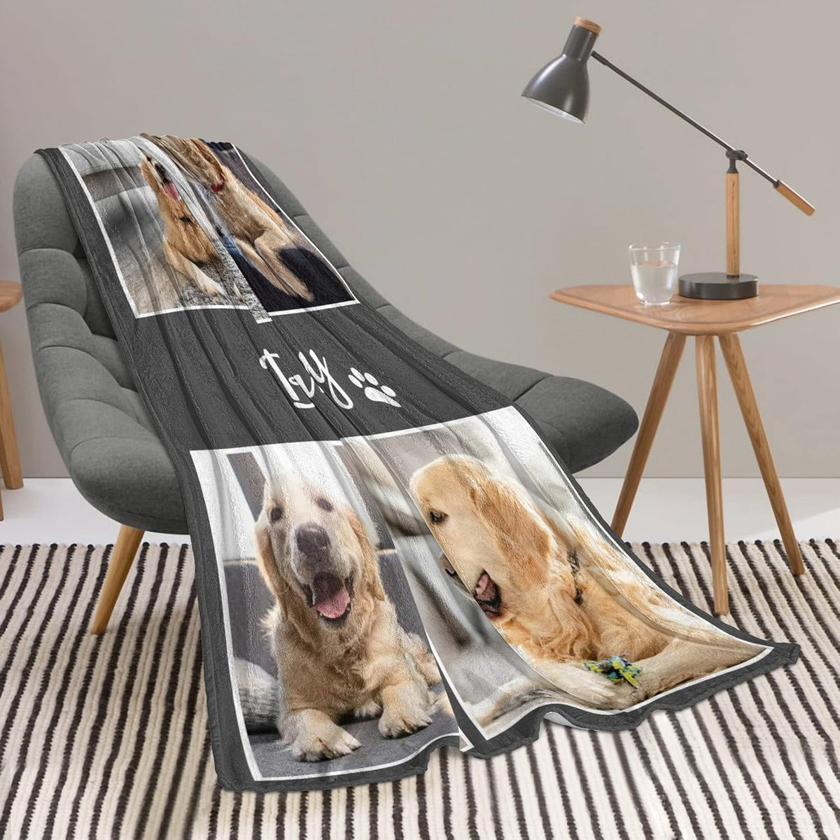 Personalized Pet Memorial Gifts, Custom Dog Blanket with Photos and Name, Personalized Pets Blankets with Picture, Puppy Bereavement/Passing Away Gifts