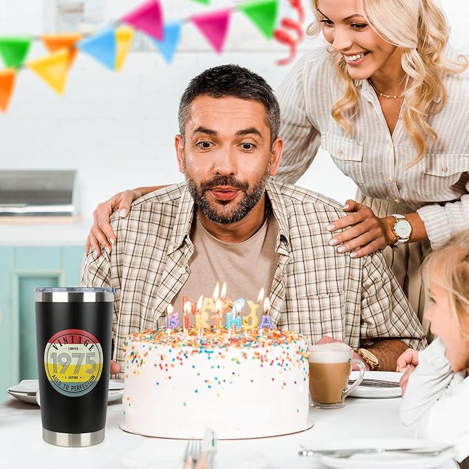 50th Birthday Gifts for Women Men - 1975 50th Birthday Decorations Gifts Ideas for Her Him - 50 Year Old Birthday Gift for Men Women Turning 50 Gift Ideas - Stainless Steel Tumbler
