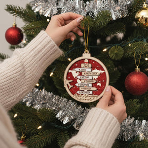 Personalized Travel Memory Ornament with Custom Locations & Name - Mixed Material Keepsake with Wooden Signposts, Unique Vacation Memento, Adventurer Gift for Christmas