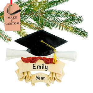 Personalized Graduation Ornament Class of 2025 High School Senior Christmas Ornaments for Tree | Custom Gift Wrapped Grad Cap Scroll Keepsake for Graduates