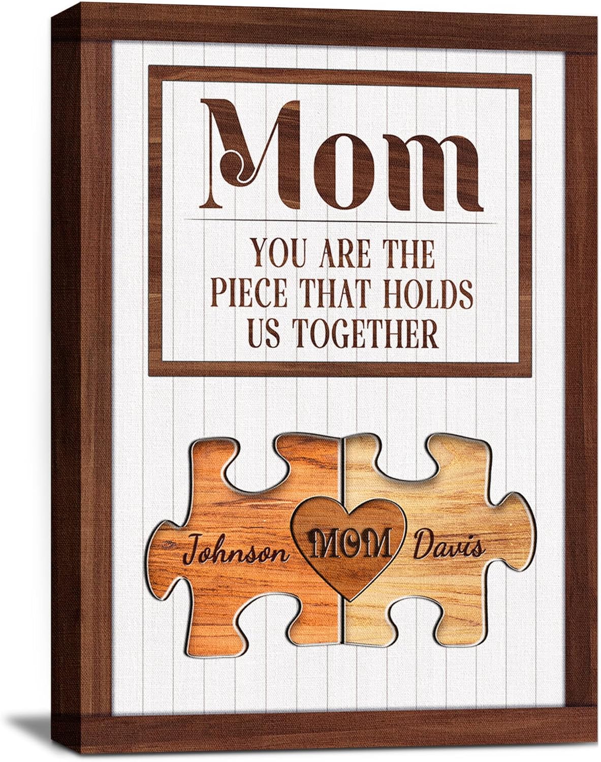 Personalized Mother's Day Gifts for Mom from Son Daughter Unique Birthday Presents for Mom Custom Puzzle Sign Canvas Prints Rustic Wall Art Home Decor
