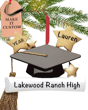 Personalized Graduation Ornament Class of 2025 High School Senior Christmas Ornaments for Tree | Custom Gift Wrapped Grad Cap Keepsake for Graduates