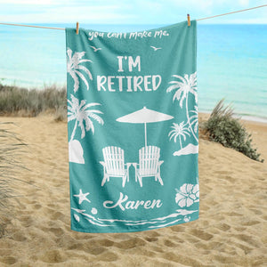 Personalized Retirement Beach Towel 2026, Custom Retirement Gift for Woman, Unique I'm Retired Beach Towel, Novelty Retired Gift for Coworker Friend Mom, Beach Lovers Presents