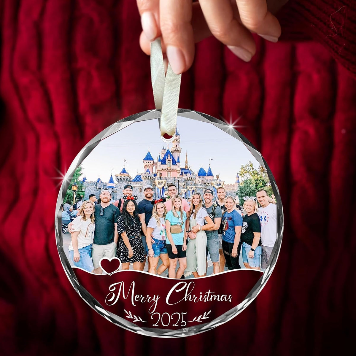 Custom Family Glass Ornament 2025 - Personalized Christmas, Ornament with Custom Name, Photo, Date - Perfect Keepsake Gift for Family, Dad, Mom, Him, Her, Couple