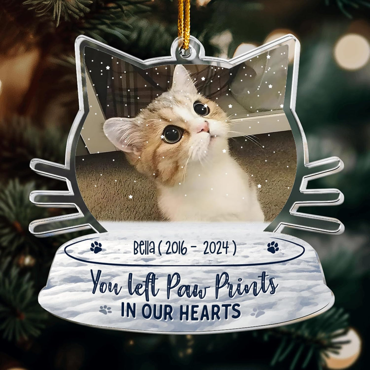 Acrylic Ornament, Forever in My Heart - Personalized Pet Memorial Photo Ornament, Custom Pet Memorial Keepsake, Perfect Christmas Memorial Gift for Pet Lovers, Dog Mom, Cat Mom (Loss of Cat)