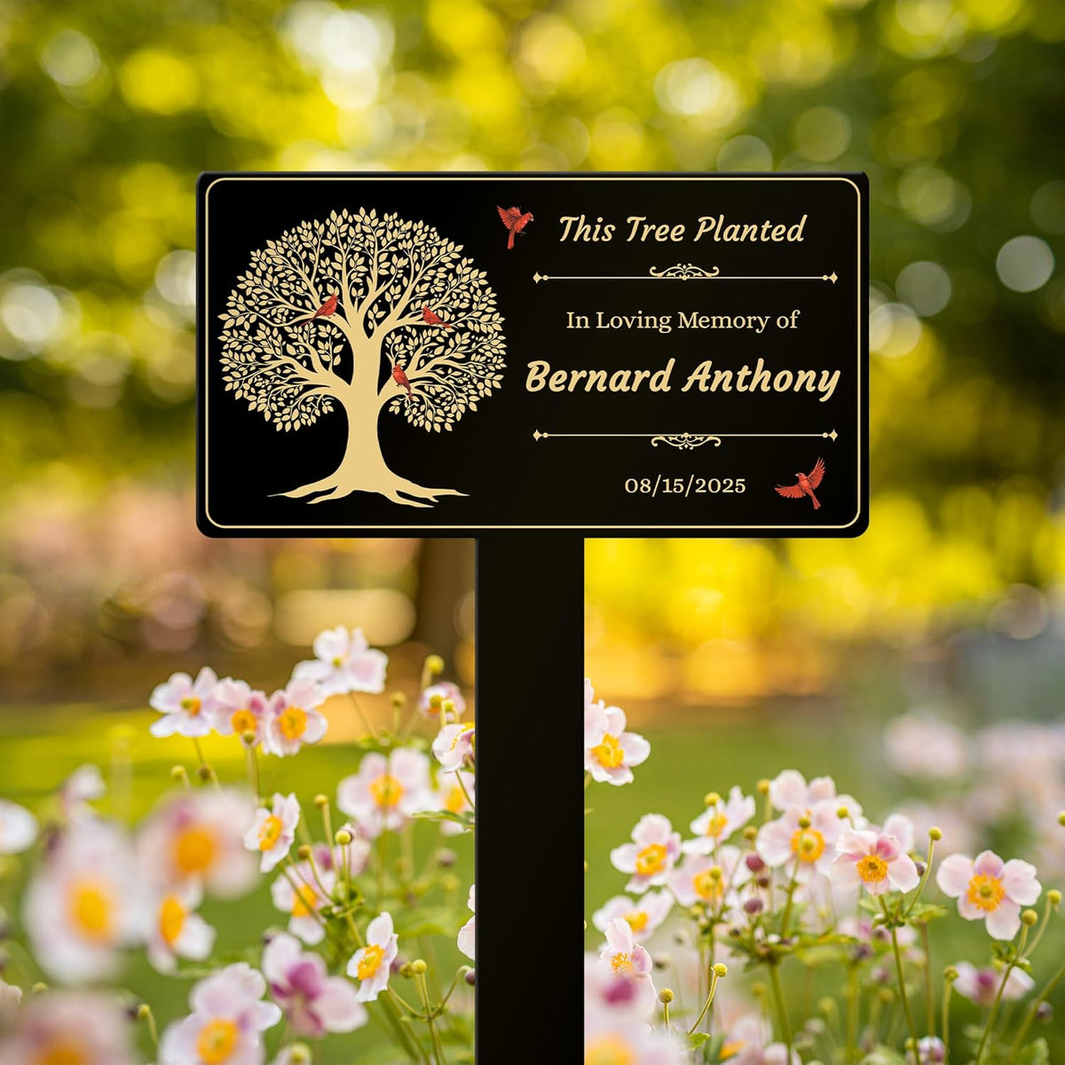 Custom Memorial Tree Sign with Stake, In Loving Memory of Loved Ones Grave Marker, Memorial Plaques for Outdoors, Remembrance Plaque Tree Memorial Garden Stake