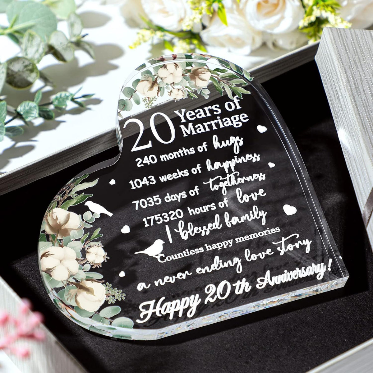 Wedding Gift for Her Years of Marriage Gift Happy Anniversary Present for Woman Acrylic Heart Marriage Keepsake for Wife Husband Girlfriend Boyfriend