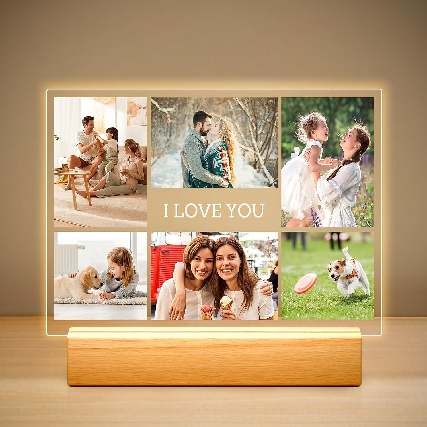 Custom Picture Frames with Photo, Personalized Photo Frame with Night Light, Customized Picture Frame, Personalized Mother's Day Gift Anniversary Birthday For Him For Her