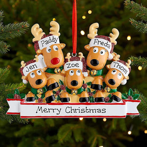 Personalized Deer Christmas Ornaments 2025 Family of 2,3,4,5,6 Custom Name Reindeer Xmas Ornament with Text,Customized Christmas Decoration Gifts