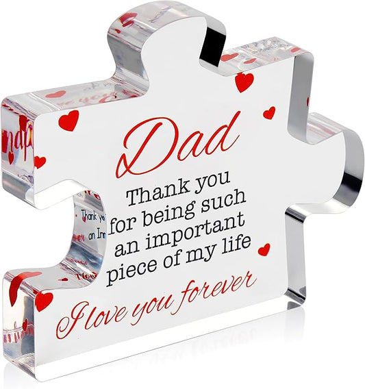 Acrylic Block Puzzle Birthday Gifts for Dad - Cool Dad Presents from Daughter, Son, Mom - Heartwarming Men Birthday Gift, Ideas