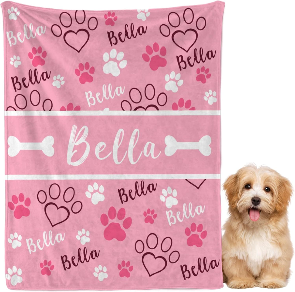 Custom Dog Blankets with Pictures, Personalized Name Blanket for Pets, Customized Pet Photo Throw,The Lightweight Blanket All-Season
