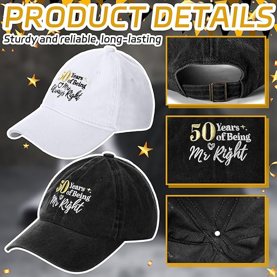 50th Wedding Anniversary Baseball Cap Gift for Couple 50th Wedding Anniversary Hat Gifts for Husband Wife Mr Mrs Multicolor