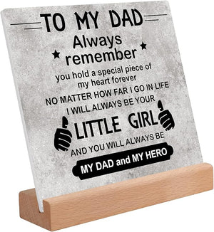 Fathers Day Gift from Daughter, Dad Gifts for Fathers Day Acrylic Plaque, Father's Day Gifts for Dad Desk Decorative Sign for Home Office
