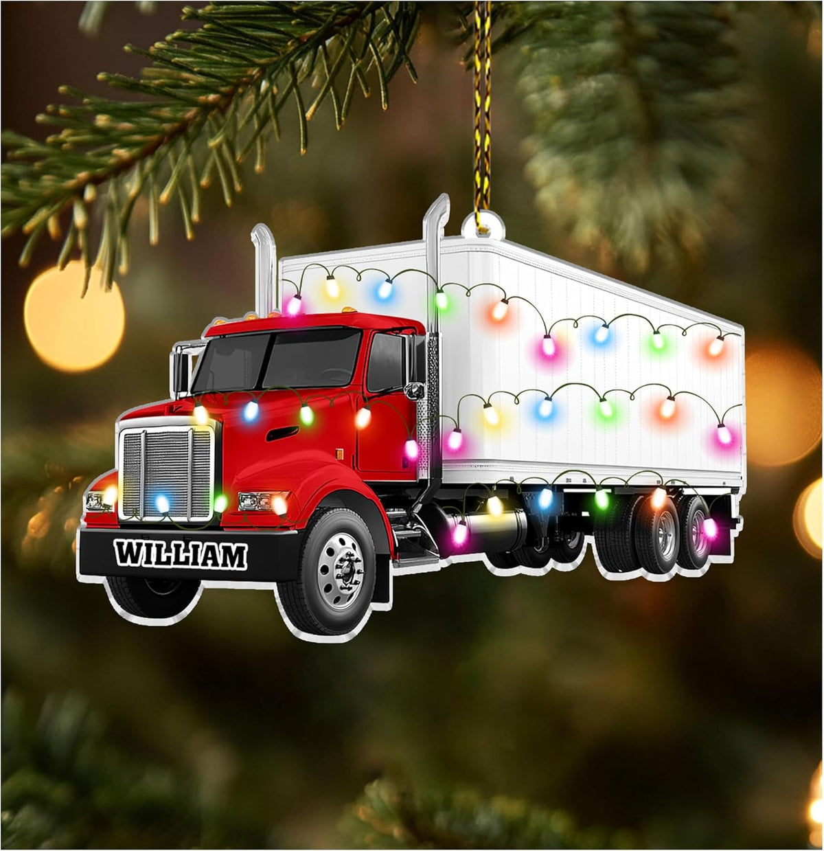 Personalized 2D Flat Truck Christmas Ornament - Gift for Driver, Dad, Men, Truck Lovers - Farmhouse Decor - Custom Acrylic Christmas Decoration