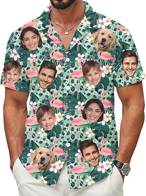 Custom Hawaiian Shirt with Face for Men Women Adult Youth Kid, Personalized Hawaiian Shirts with Face Photos Picture