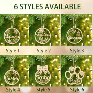 Personalized Christmas Ornaments with Name,Wooden Christmas Tree Ornaments 2025 with Custom Family Name for Kids Adults,Xmas Ornaments for Christmas Tree Gifts (01-6 Styles of Christmas Ornament)