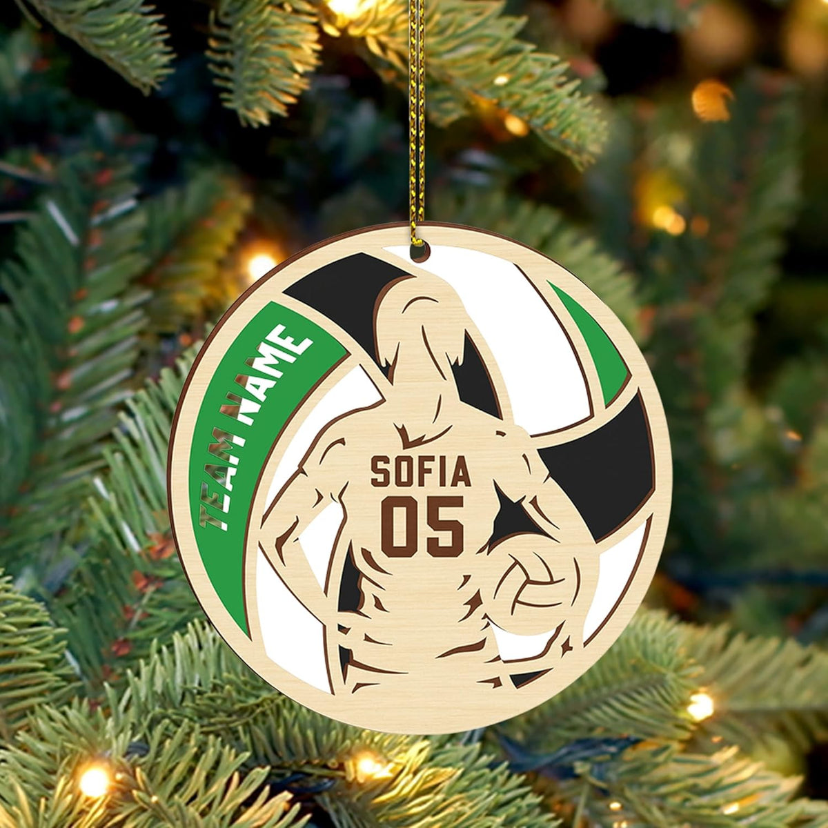 Personalized Christmas 2 Layered Wooden Volleyball Ornament, Personalized Christmas Volleyball Gifts, Custom Wooden Hanging Decor Ornaments