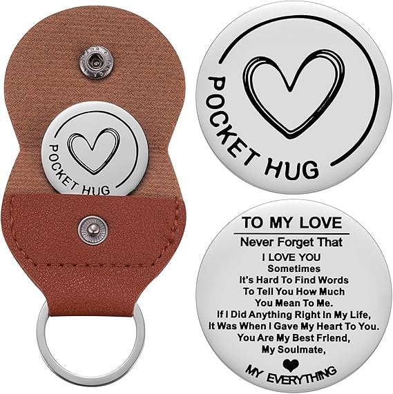 My Soulmate My Everything Pocket Hug Token Inspirational Reminder Gifts Mental Health Thinking of You Gift Self Love with PU Leather Keychain