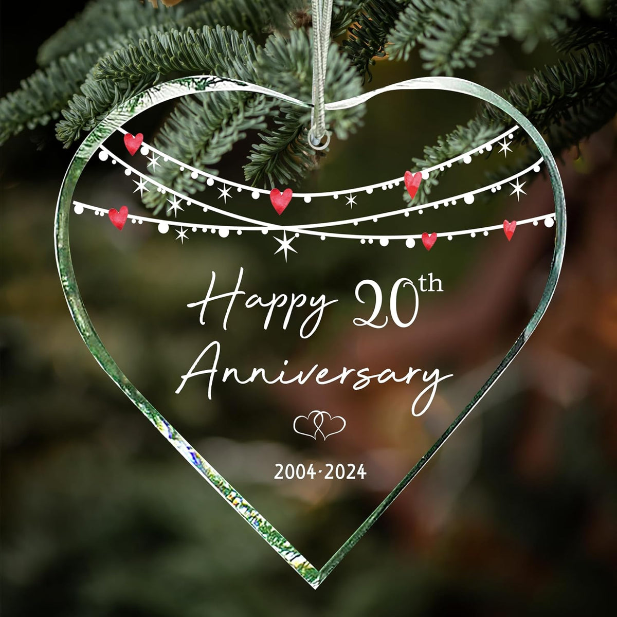 20th Christmas Ornament Gifts for 20th Wedding Anniversary 20 Year Anniversary Valentines Gifts for Couples Christmas Ornaments 2024