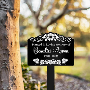 Custom Memorial Tree Sign with Stake, In Loving Memory of Loved Ones Grave Marker, Memorial Plaques for Outdoors, Remembrance Plaque Flower Memorial Garden Stake