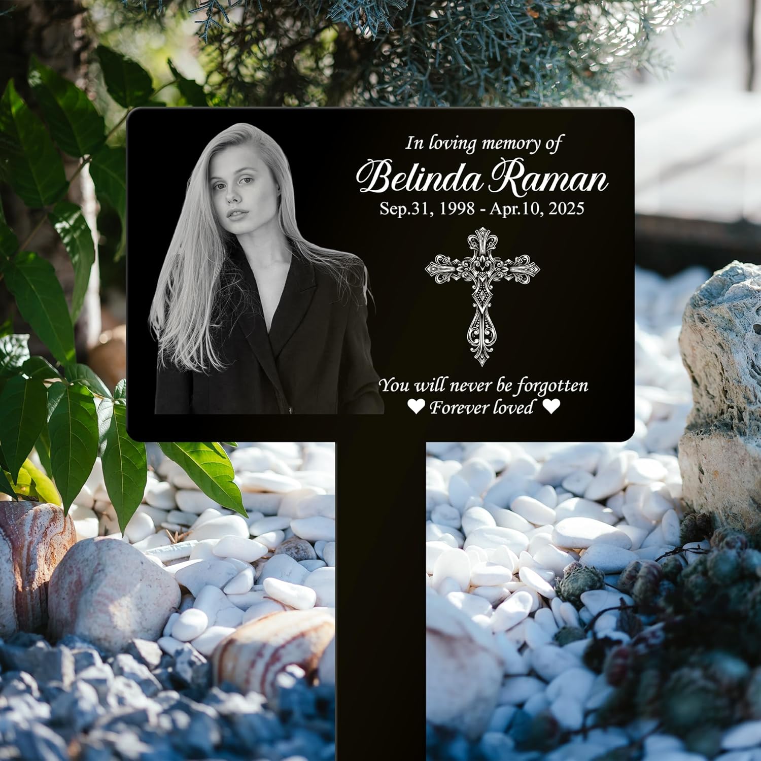 Personalized Memorial Garden Stake - Planted in Memory of Sympathy Gift for Loss of Loved One - Custom Outdoor Plaque with Photo, Name & Dates - Remembrance Garden & Grave Marker