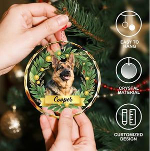 Personalized Crystal Christmas Ornaments with Photo - Custom Dog Ornaments for Christmas Tree, Customized Pet Xmas Ornaments Decorations for Christmas Tree