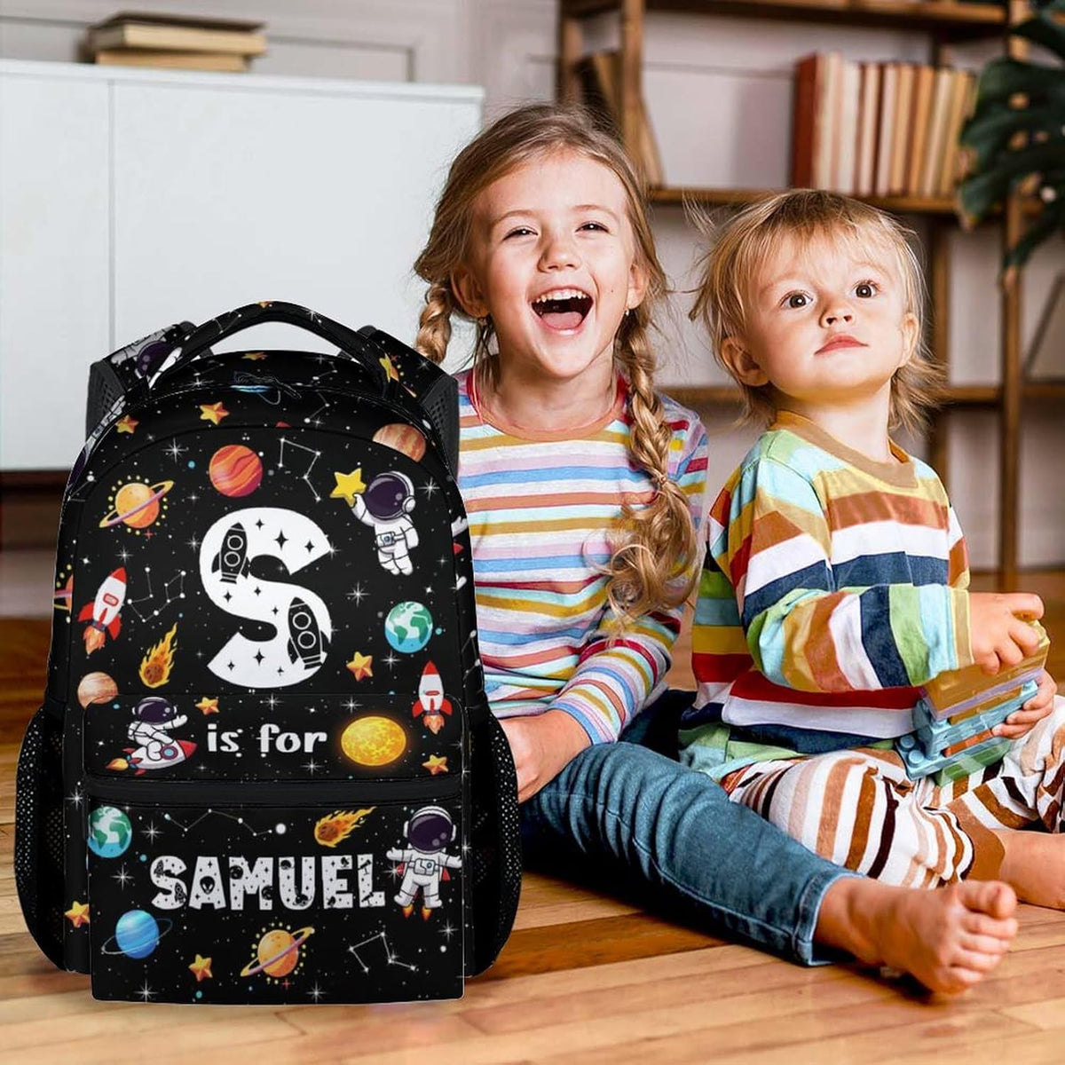 Custom Kids Backpack for School Custom Name - Planet Backpacks for Boys - Fashion Bookbag for Kindergarten