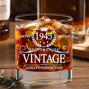 80th Birthday Gifts For Men - 80th Birthday Decorations - Gifts For 80 Year Old Man - 1945 Birthday Gifts - 80th Birthday Whiskey Glasses - Gift For 80th Birthday - 1945 Vintage Whiskey Glass