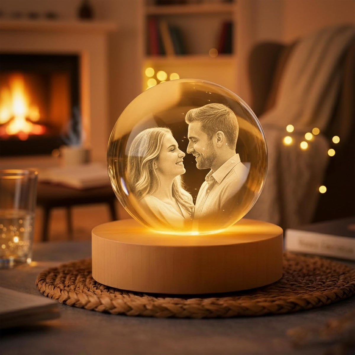 Personalized 3D Photo Crystal Ball, Custom Engraved Picture Lamp, Globe Night Light for Couples, Custom Photo Gifts for Wife, Husband, Gifts Birthday Anniversary Valentines for Her, Him