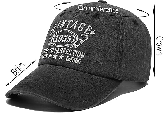 1955 Birthday Gifts for Men Women,Personalized 30th-100th Birthday Ideas Custom Year 1995 1985 1975 1965 1955 Gift,Parents Vintage Hat,